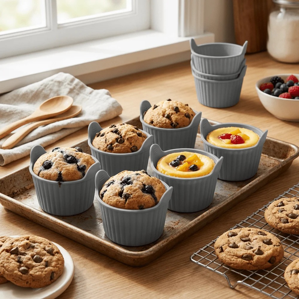 Kitchen Pro Baking Tray - 6 قطع قوالب سيليكون لمقلاة الهواء،