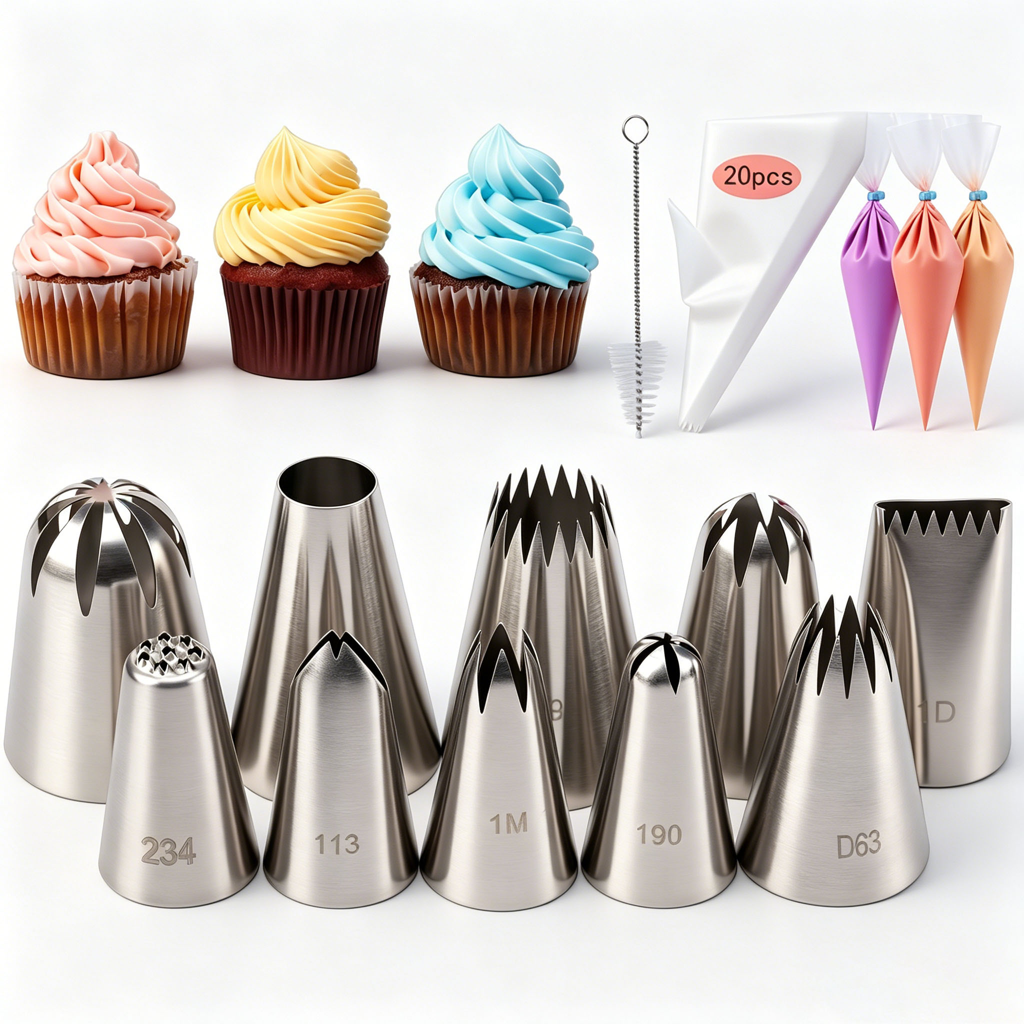 Piping Bag Disposable - مجموعة أدوات تزيين الكيك من 31