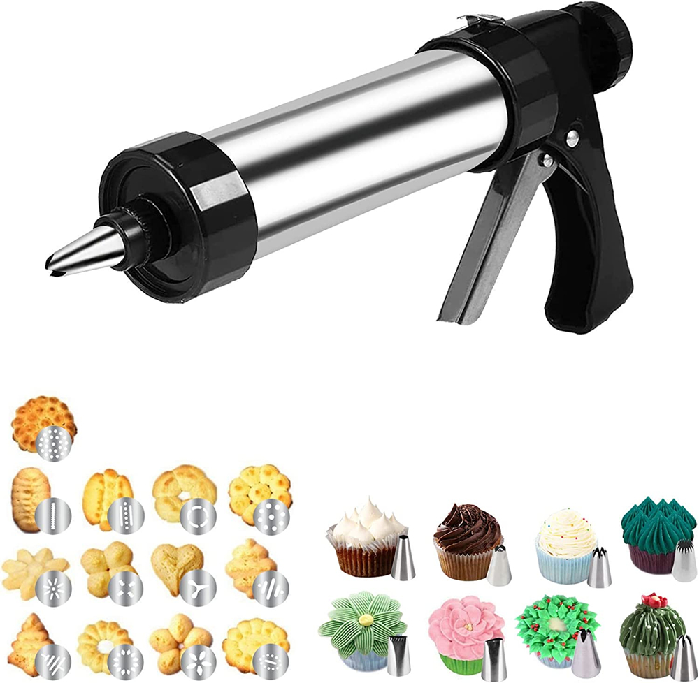 Piping Bag Disposable - مجموعة أدوات ضغط البسكويت LMETJMA مع