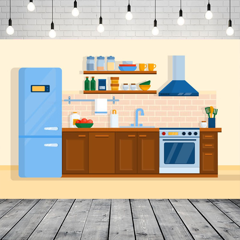 Kitchen Baking Background - خلفية تصوير كرتونية للمطبخ للأطفال، خلفية