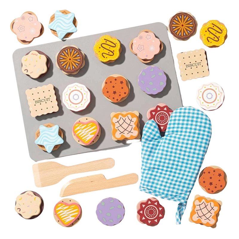 Baking Kitchen For Kids - WOWFU-مجموعة ألعاب طعام خشبية للأطفال، مجموعة