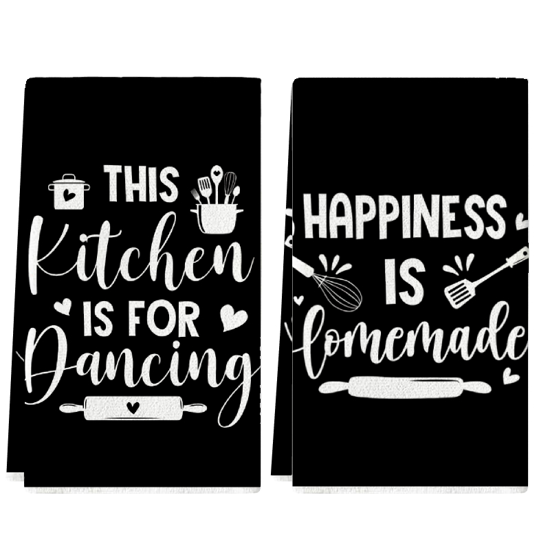 Kitchen Baking Background - قطعتان، مناشف مطبخ بتصميم نصوص مرحة