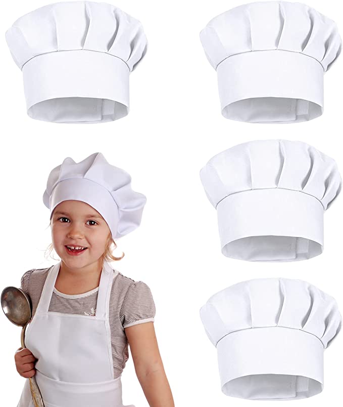 Baking Kitchen For Kids - 4 قطع قبعات طهاة بيضاء للأطفال،