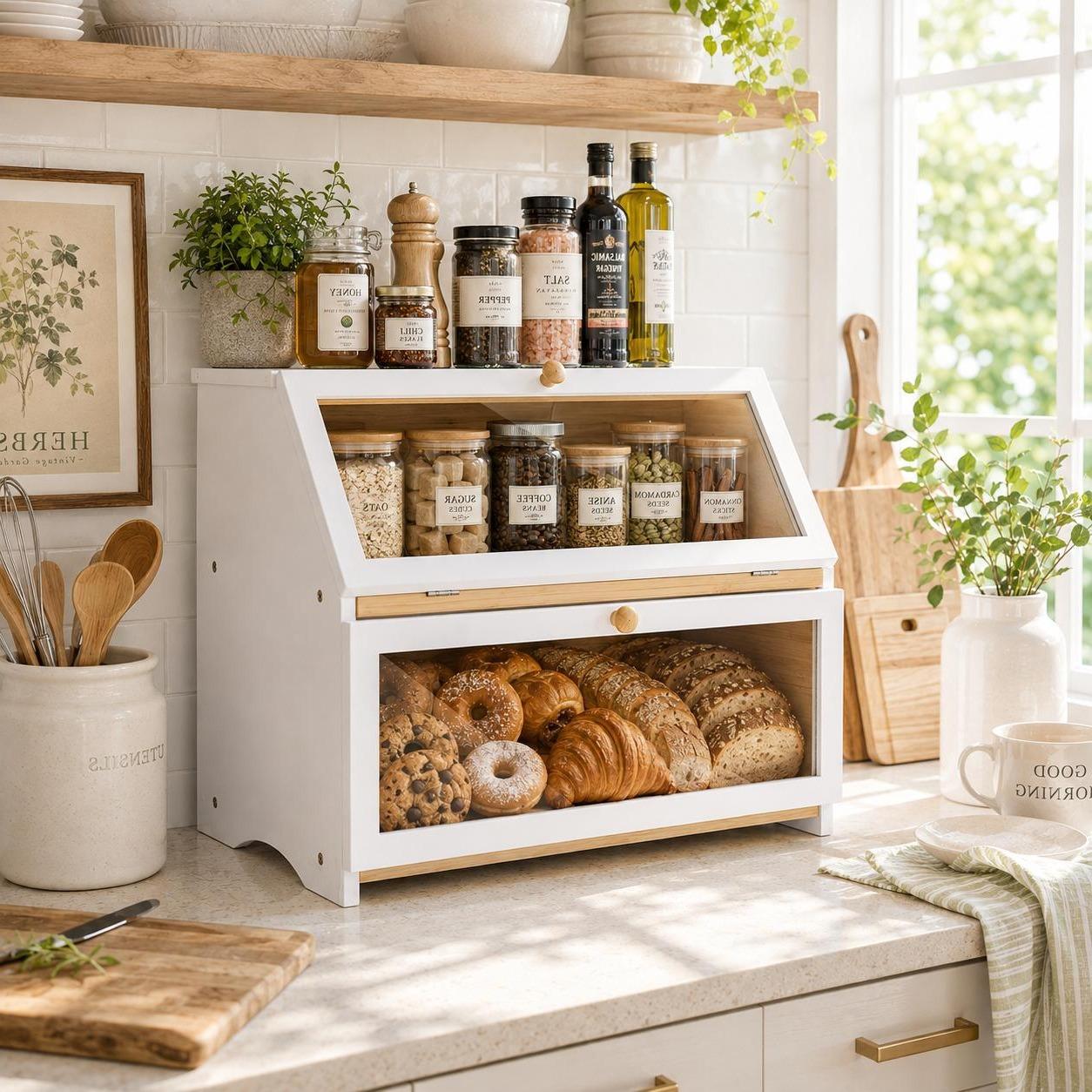 صندوق خبز HOMEKOKO ذو طبقتين ل - مراجعة Kitchen Baking Tray Organizer وسعره