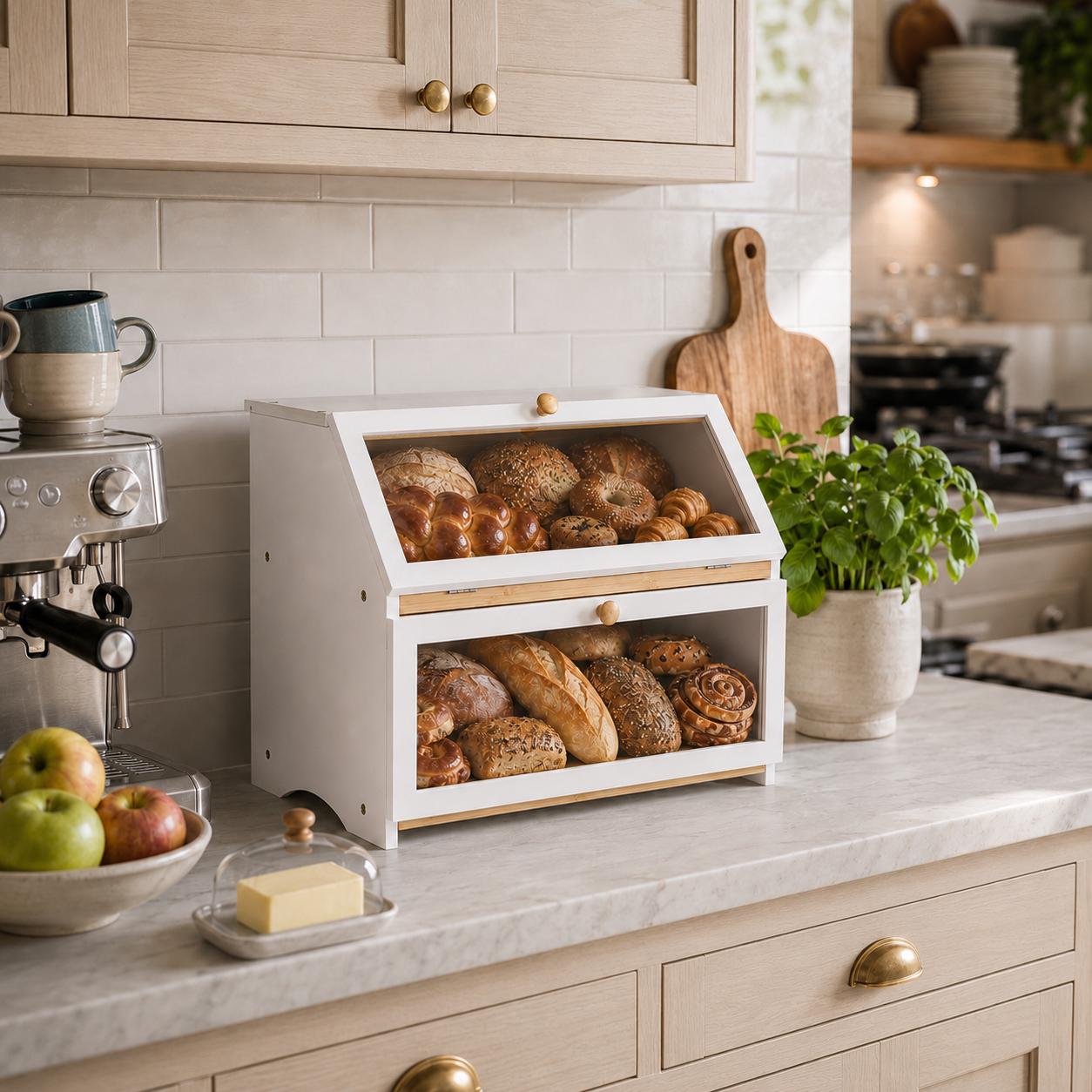 صندوق خبز HOMEKOKO ذو طبقتين ل - مراجعة Kitchen Baking Tray Organizer وسعره