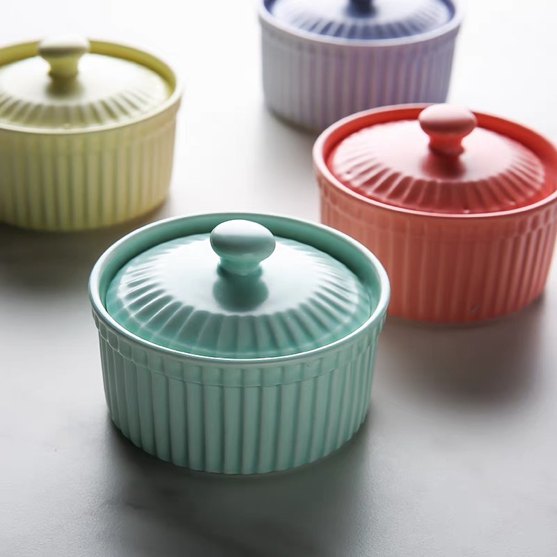 وعاء راميكين سيراميك مع غطاء آ - مراجعة Kitchen Baking Dishes وسعره